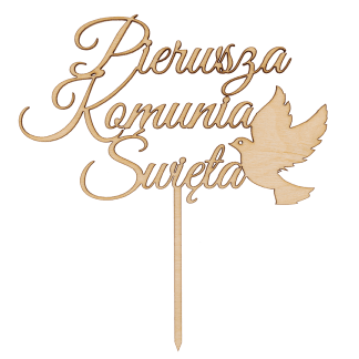 Topper "Pierwsza Komunia Święta" z gołębiem